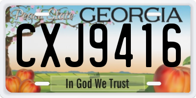 GA license plate CXJ9416