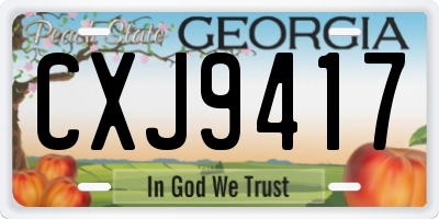 GA license plate CXJ9417