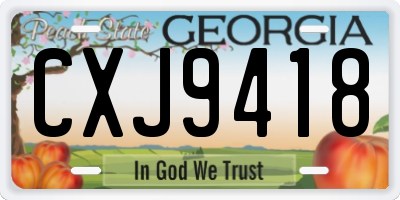 GA license plate CXJ9418