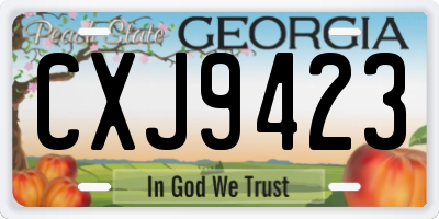 GA license plate CXJ9423