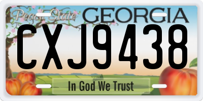 GA license plate CXJ9438