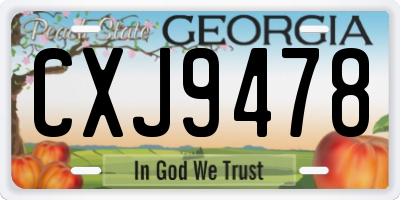 GA license plate CXJ9478