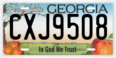 GA license plate CXJ9508