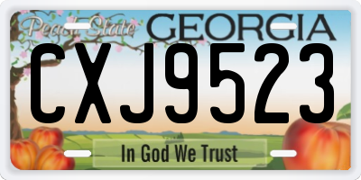 GA license plate CXJ9523