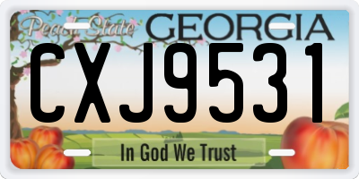 GA license plate CXJ9531