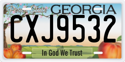 GA license plate CXJ9532