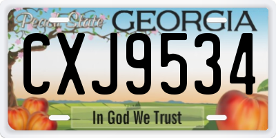 GA license plate CXJ9534