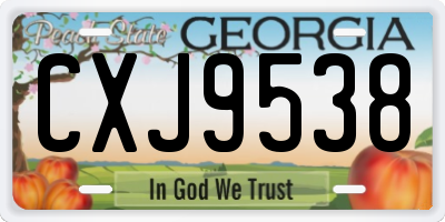 GA license plate CXJ9538