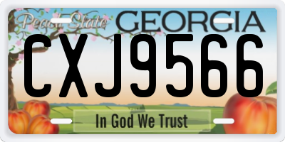 GA license plate CXJ9566
