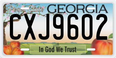 GA license plate CXJ9602