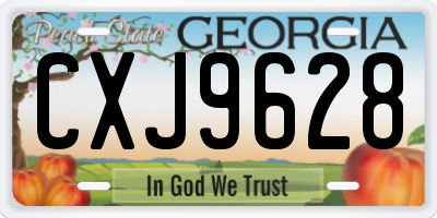 GA license plate CXJ9628