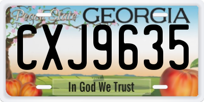 GA license plate CXJ9635