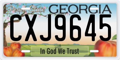 GA license plate CXJ9645