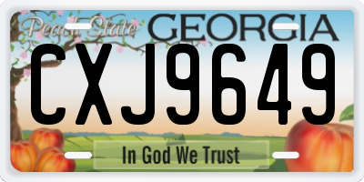 GA license plate CXJ9649