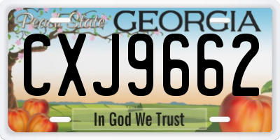 GA license plate CXJ9662