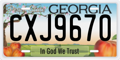 GA license plate CXJ9670