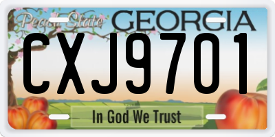 GA license plate CXJ9701