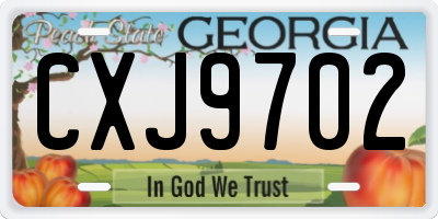GA license plate CXJ9702