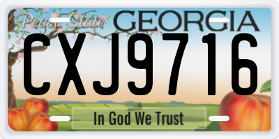 GA license plate CXJ9716