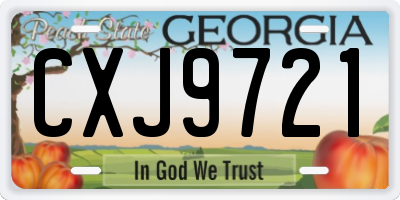 GA license plate CXJ9721