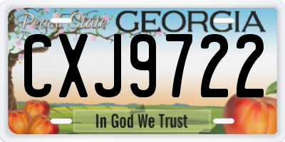 GA license plate CXJ9722