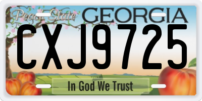 GA license plate CXJ9725