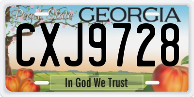 GA license plate CXJ9728