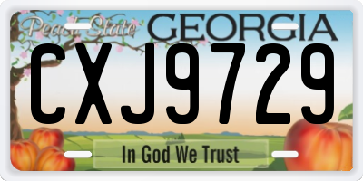 GA license plate CXJ9729