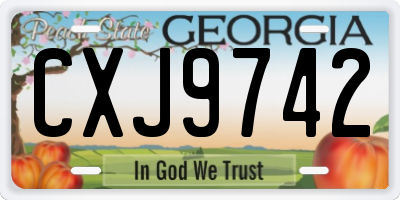 GA license plate CXJ9742