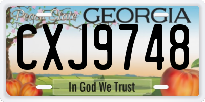 GA license plate CXJ9748