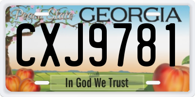 GA license plate CXJ9781