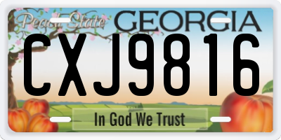 GA license plate CXJ9816