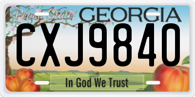 GA license plate CXJ9840