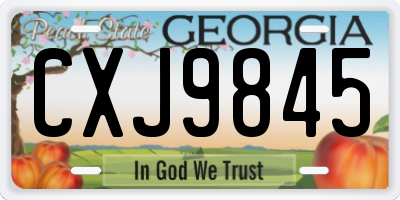 GA license plate CXJ9845
