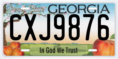 GA license plate CXJ9876