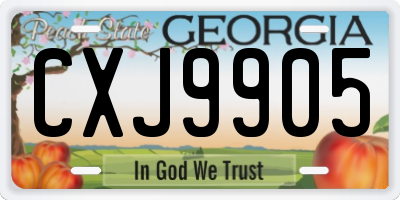 GA license plate CXJ9905