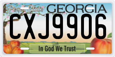 GA license plate CXJ9906