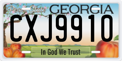 GA license plate CXJ9910