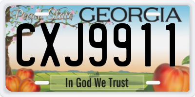 GA license plate CXJ9911
