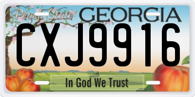 GA license plate CXJ9916