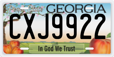 GA license plate CXJ9922
