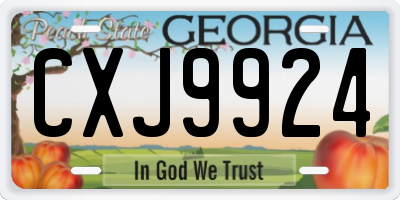 GA license plate CXJ9924