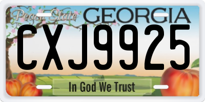 GA license plate CXJ9925