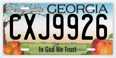 GA license plate CXJ9926