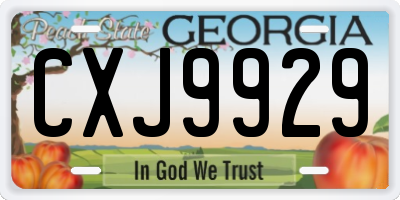GA license plate CXJ9929