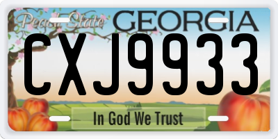 GA license plate CXJ9933