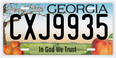 GA license plate CXJ9935