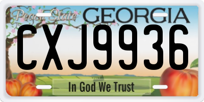 GA license plate CXJ9936