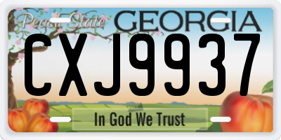 GA license plate CXJ9937