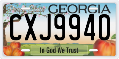 GA license plate CXJ9940